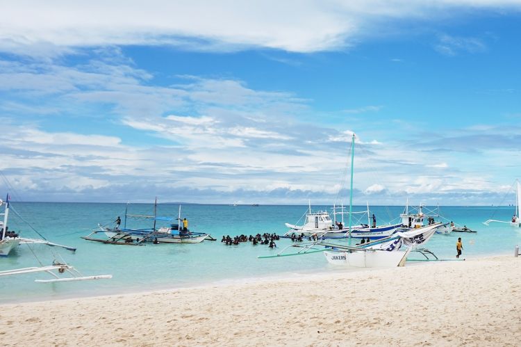 boracay philippines boats in sea shore