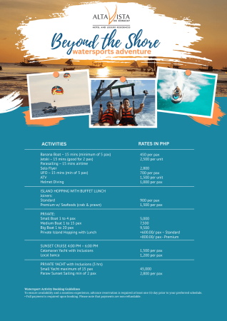 Watersports Rates